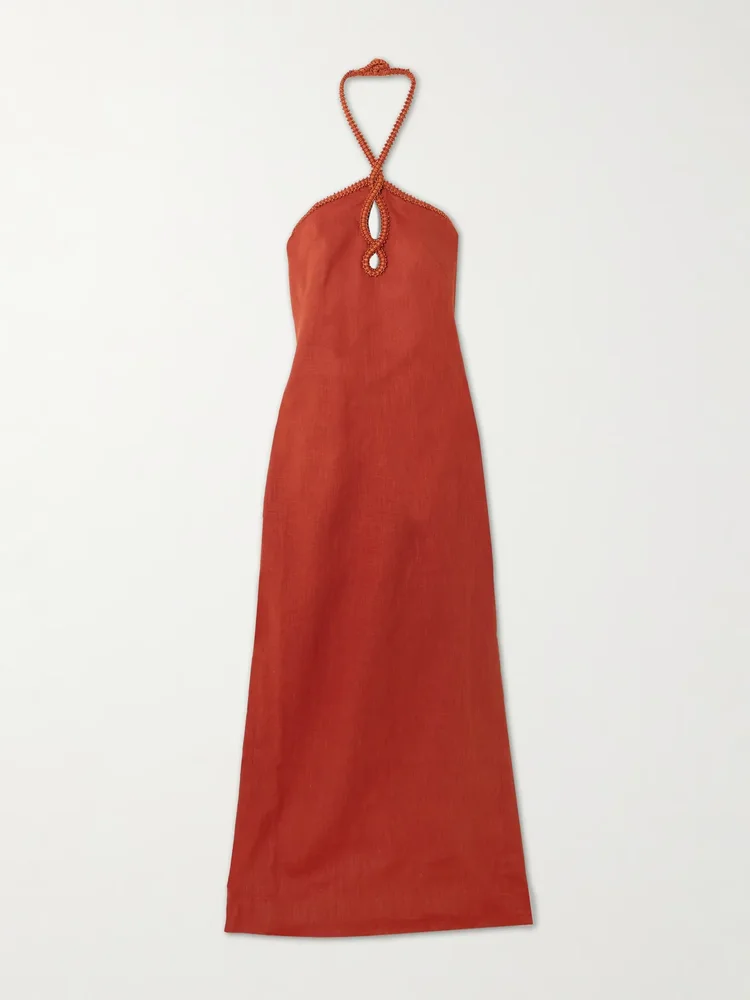 Atardeceres cutout embellished halterneck maxi dress