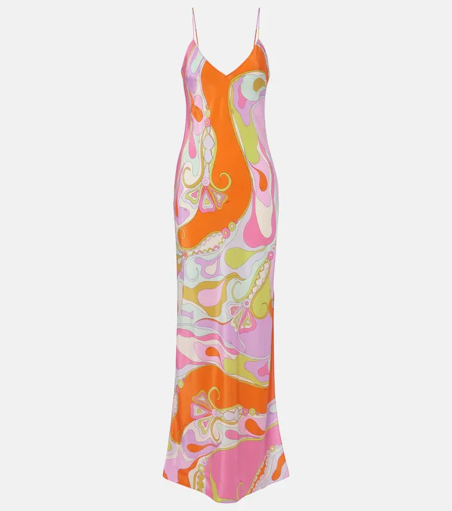 Orchidee silk twill maxi dress