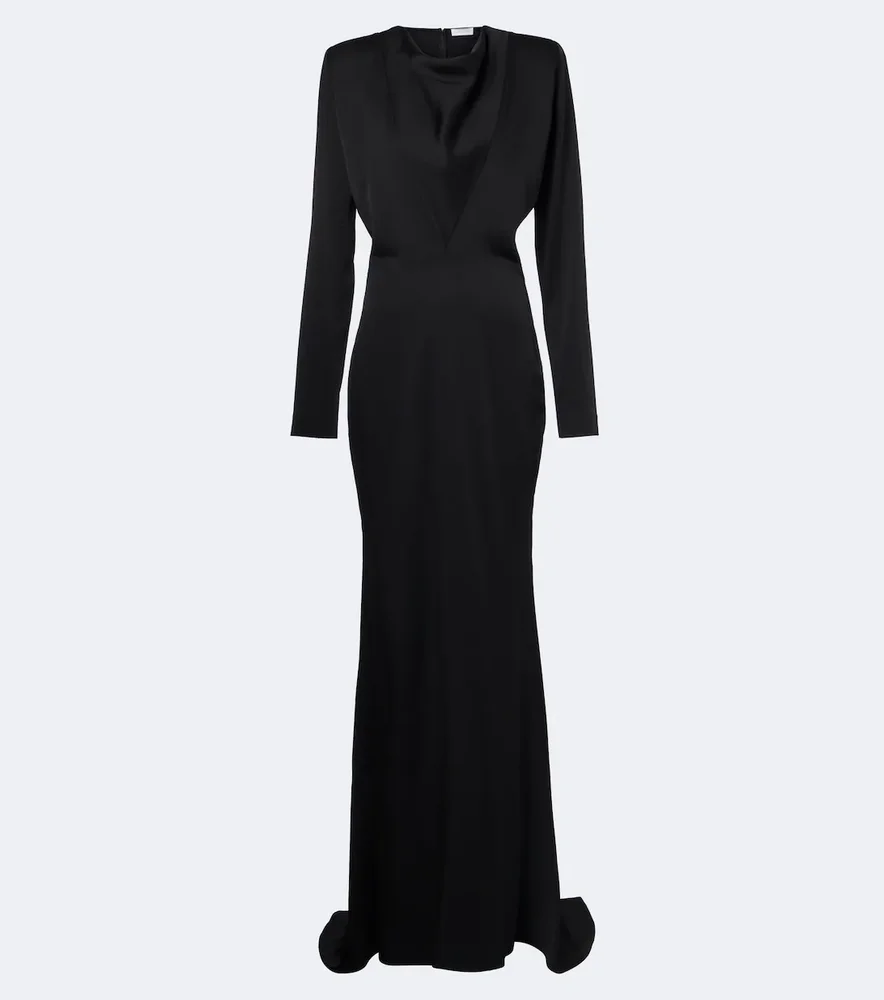 Draped satin gown
