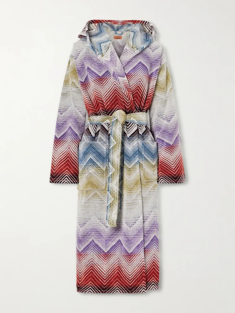Marea striped cotton-terry robe