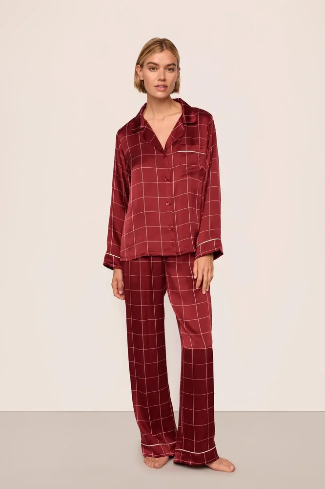 Eberjey x Lily Aldridge - Inez Washable Silk Printed Long PJ Set