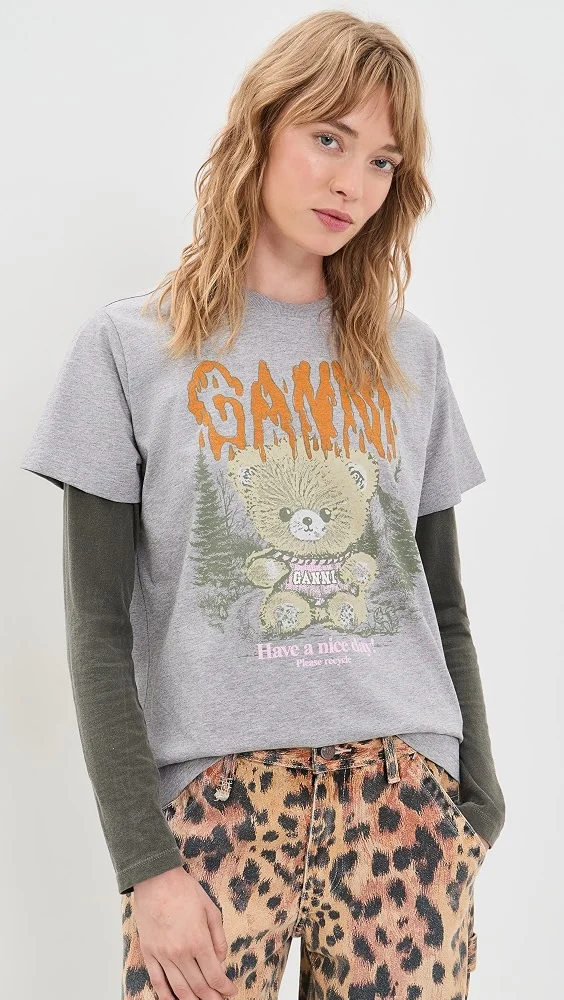 Basic Cotton Relaxed Teddy Forest T-shirt