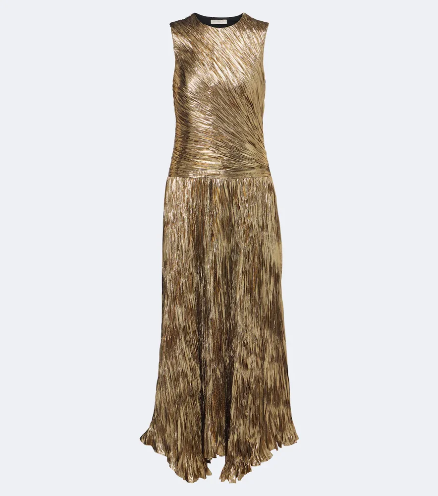 Eugenia pleated lamé gown