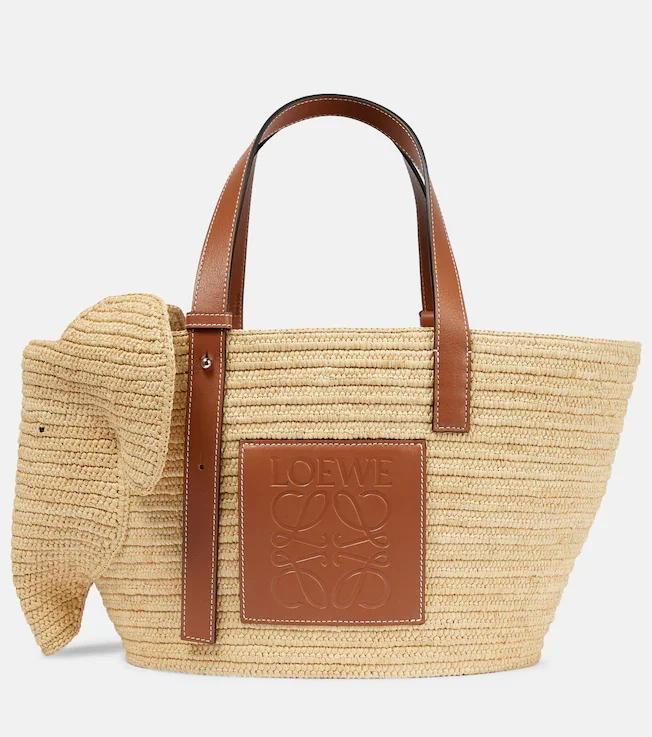 Elephant Basket raffia tote bag