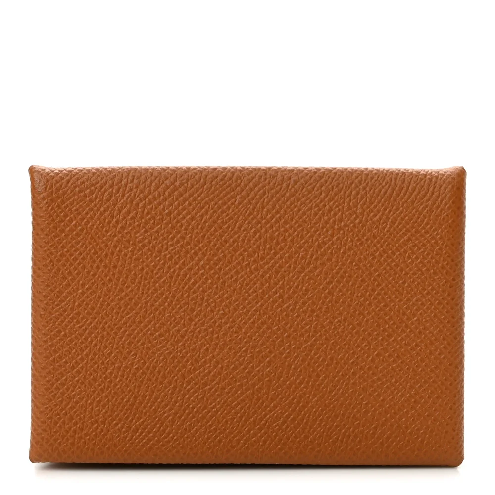 Pre-Owned Epsom Calvi Card Case in Gold