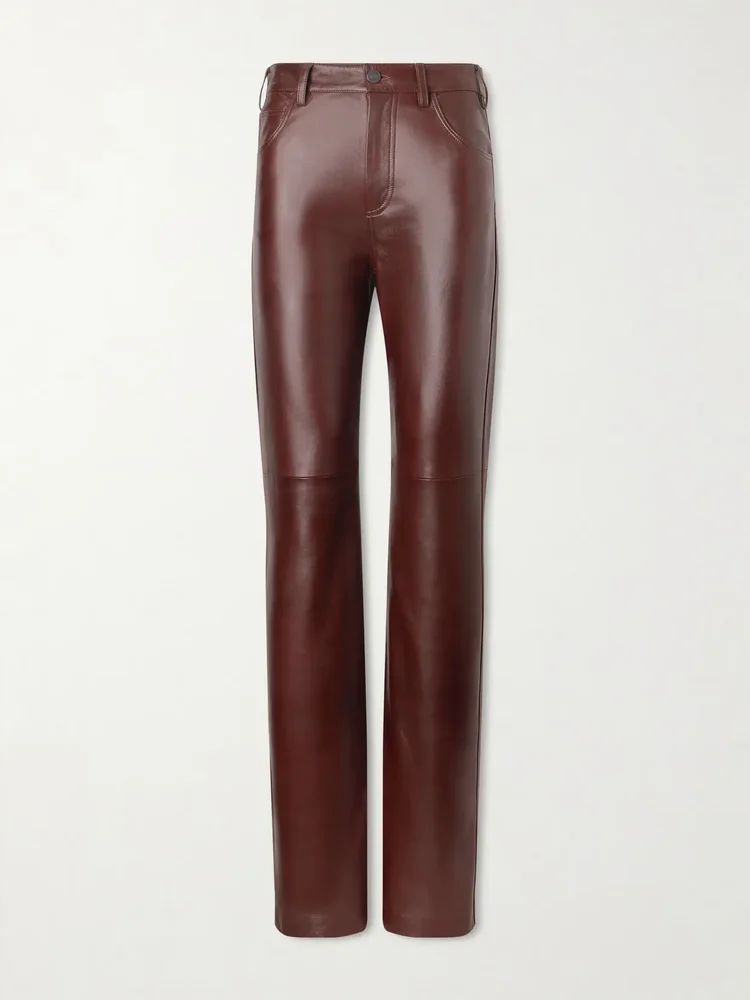 Joan paneled leather straight-leg pants
