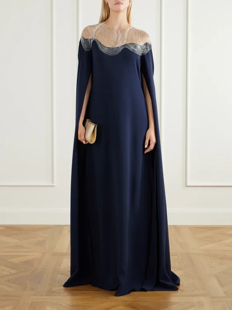 Embellished stretch-silk georgette gown