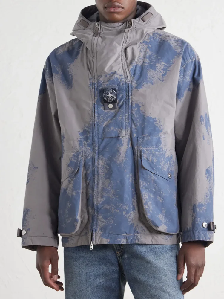 Garment-Dyed Paint-Splattered David Light-TC Shell Hooded Parka