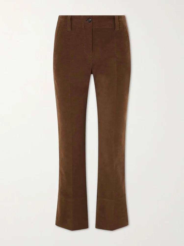 Cropped cotton-blend flared pants