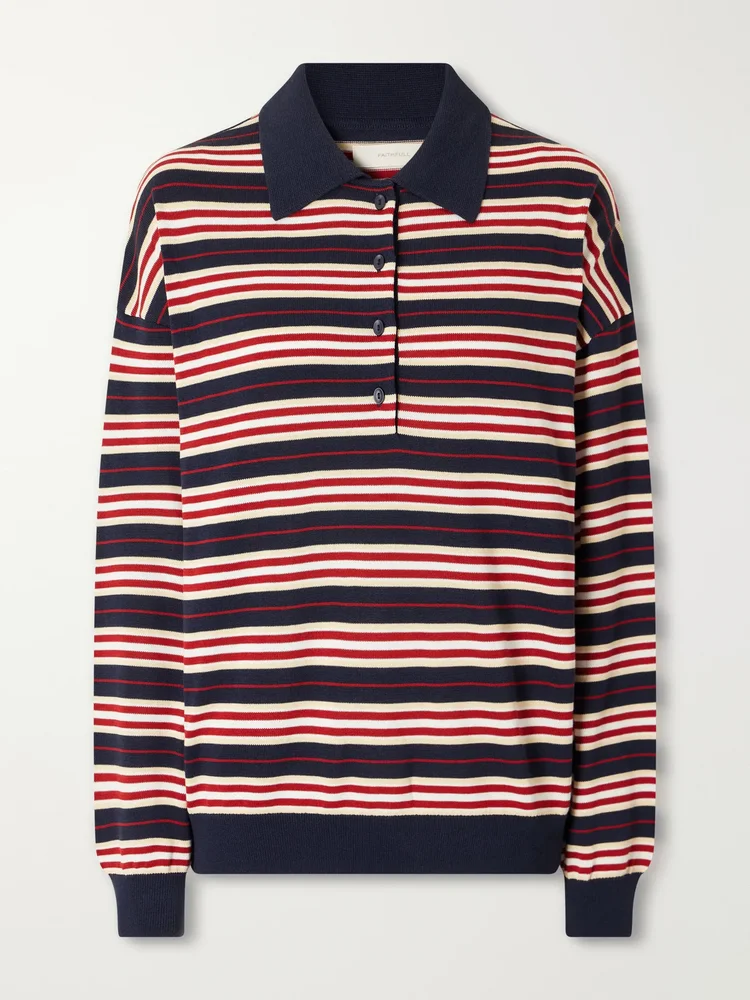 Harlow striped knitted polo shirt