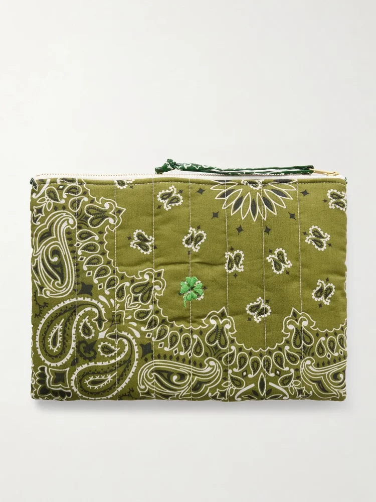 Bandana-print quilted cotton pouch