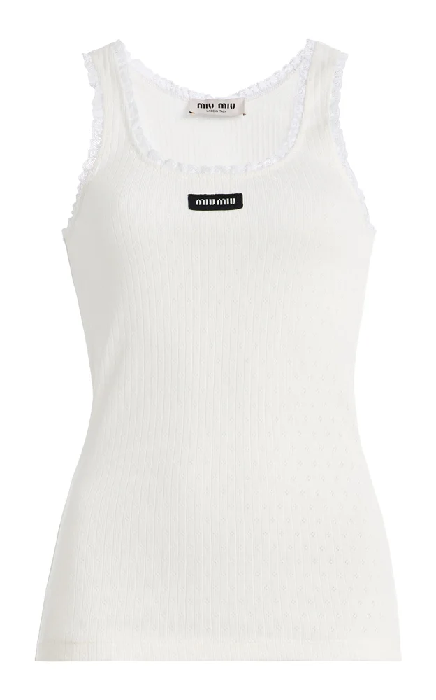 Pointelle Knitted Cotton Tank Top