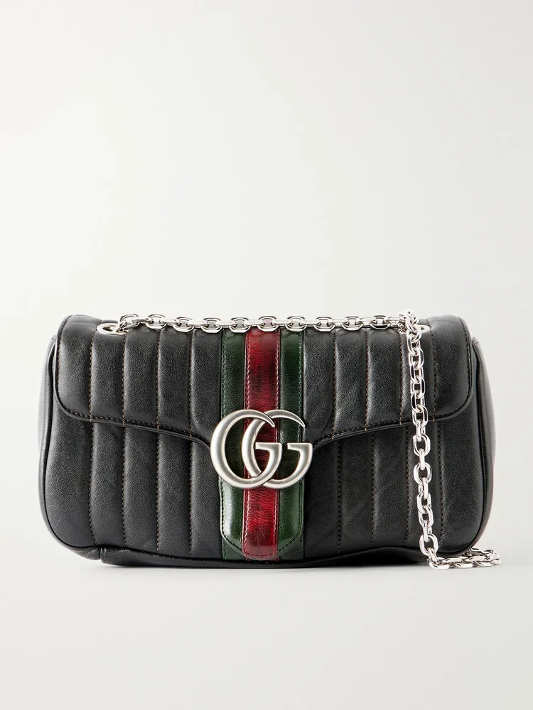 Gucci Jetset GG Marmont web-trimmed quilted leather shoulder bag