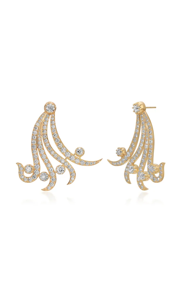 Plume 18K Yellow Gold Diamond Earrings