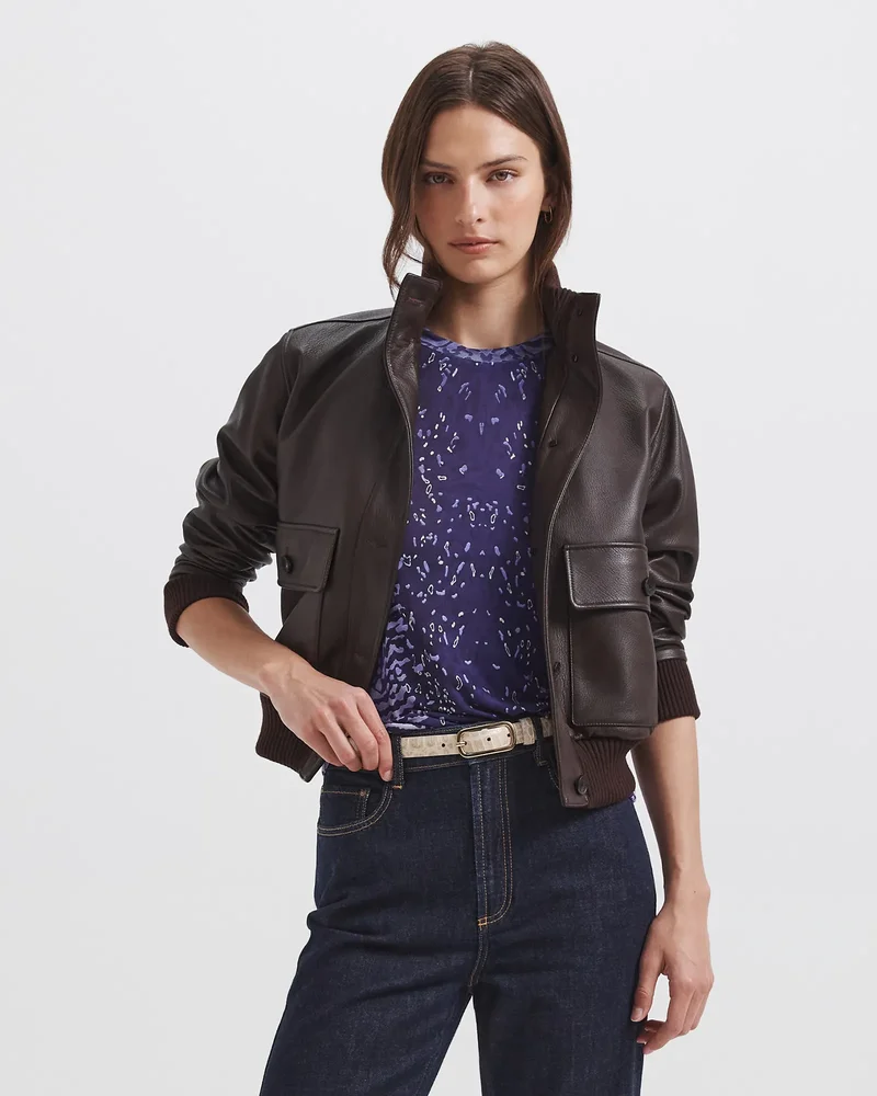 Elyse Leather Bomber