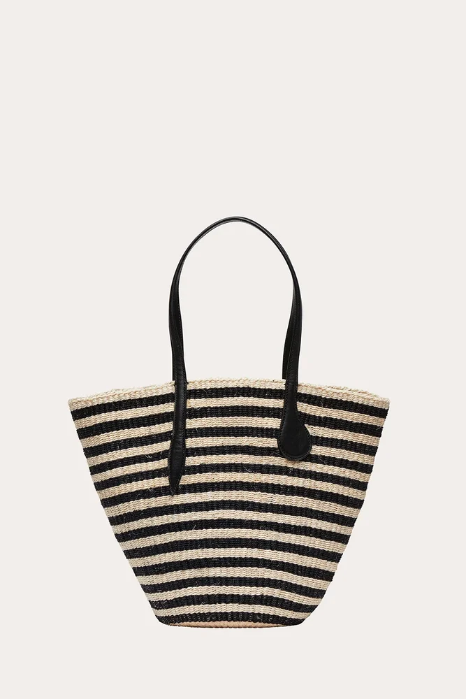 Straw Basket Black and Cream