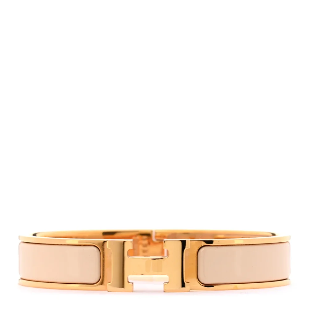 Enamel Narrow Clic Clac H Bracelet GM Creme