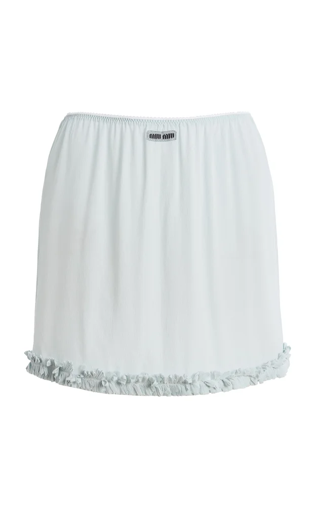 Ruffled Silk-Crepe Midi Skirt
