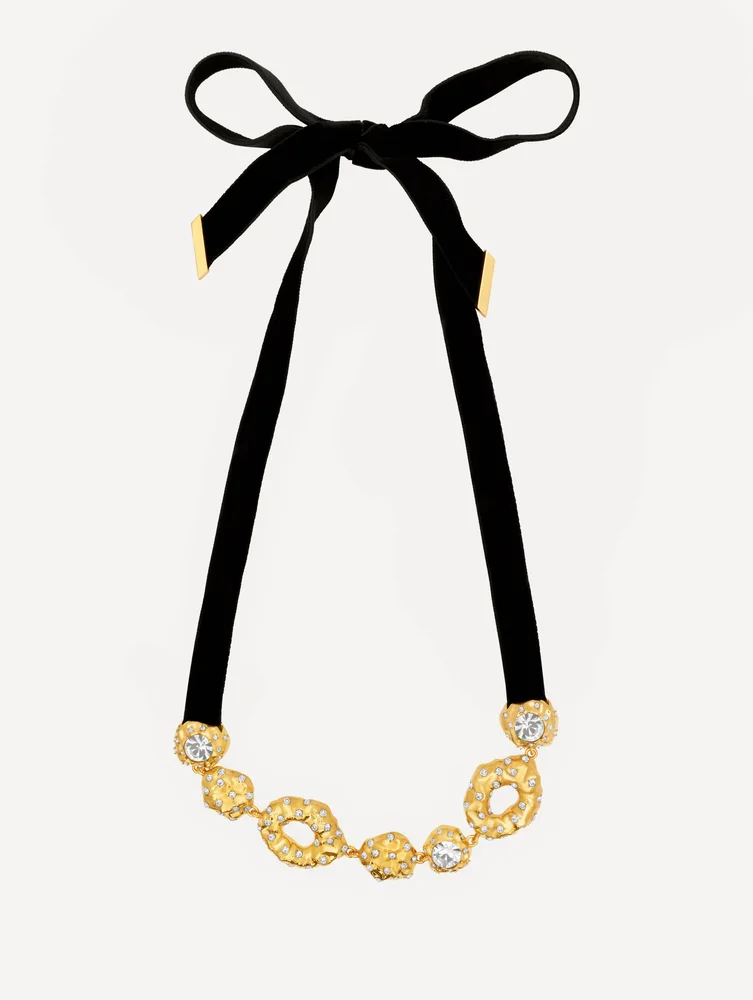 Hammered Stone Velvet Necklace