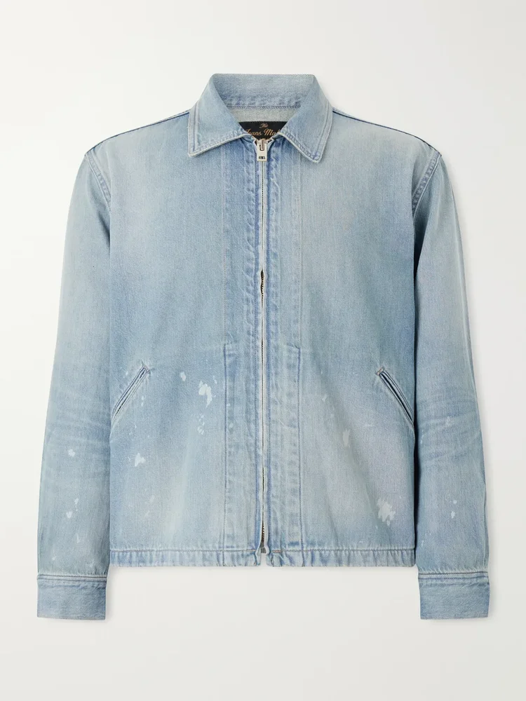 Distressed Denim Zip-Up Jacket