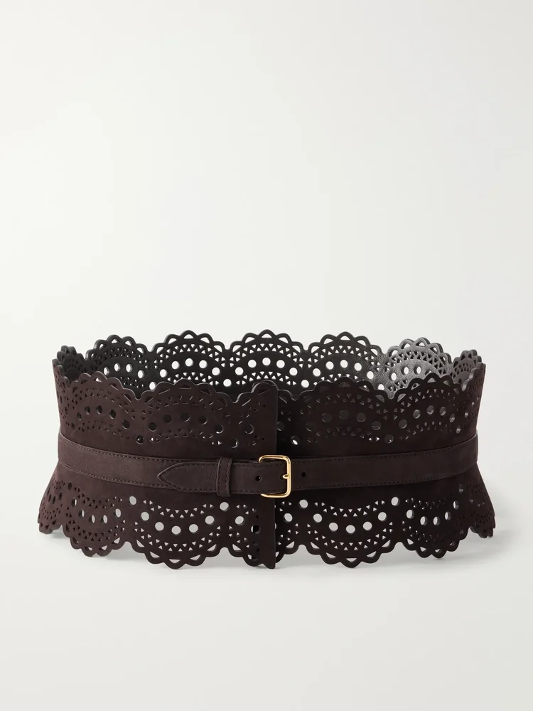 vienne laser cut suede waist belt