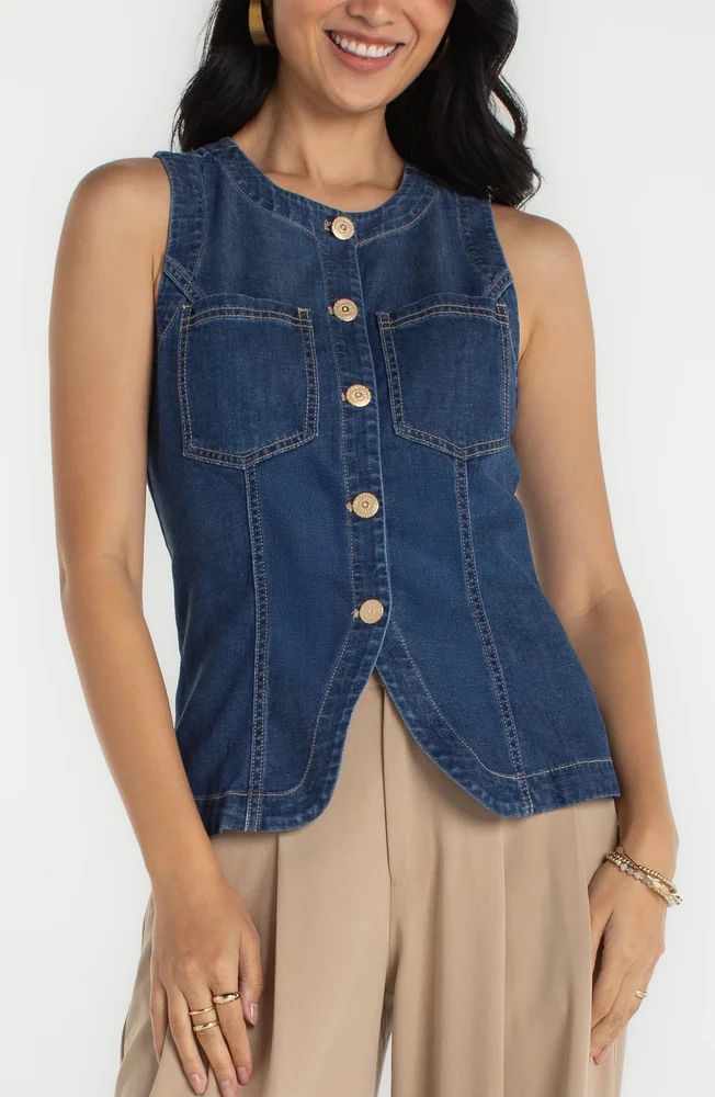 CREW NECK SPLIT FRONT VEST