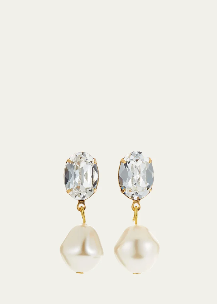Tunis Crystal-Pearl Drop Earrings