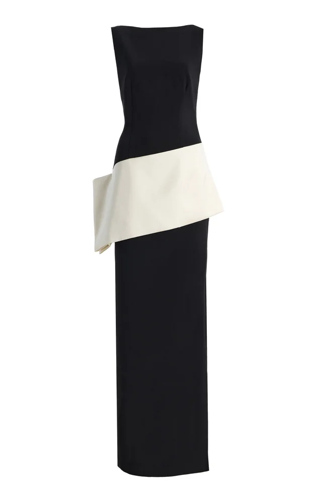 Exclusive Rick Color-Blocked Crepe Gown