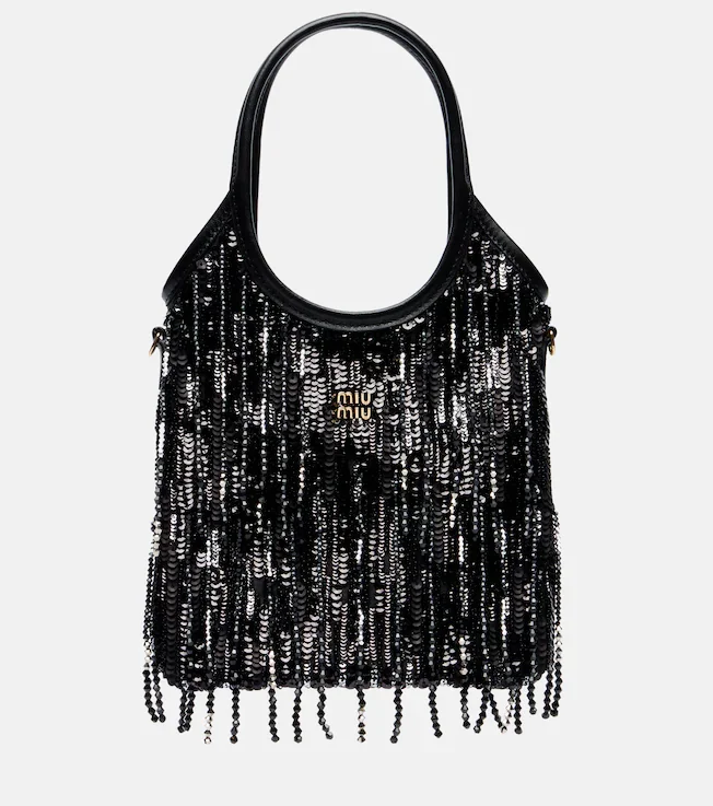 Ivy embellished fringed satin shopper