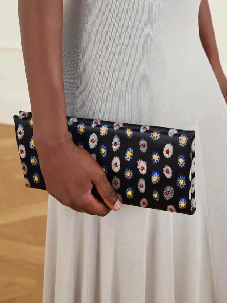 Muse bead-embellished satin clutch