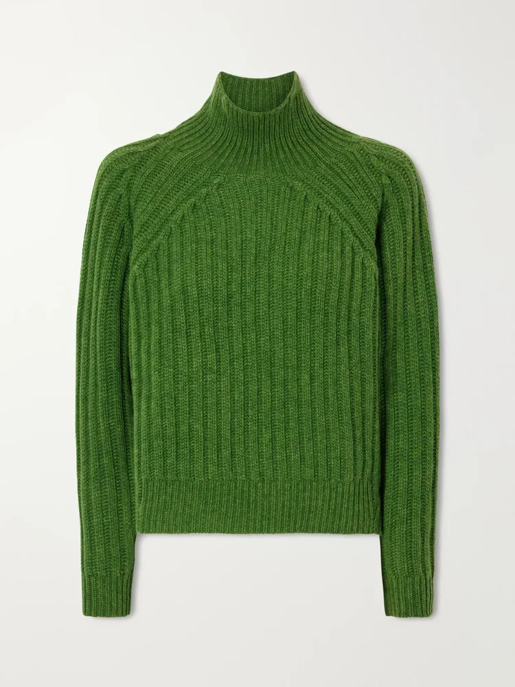 Ribbed cashmere turtleneck sweater