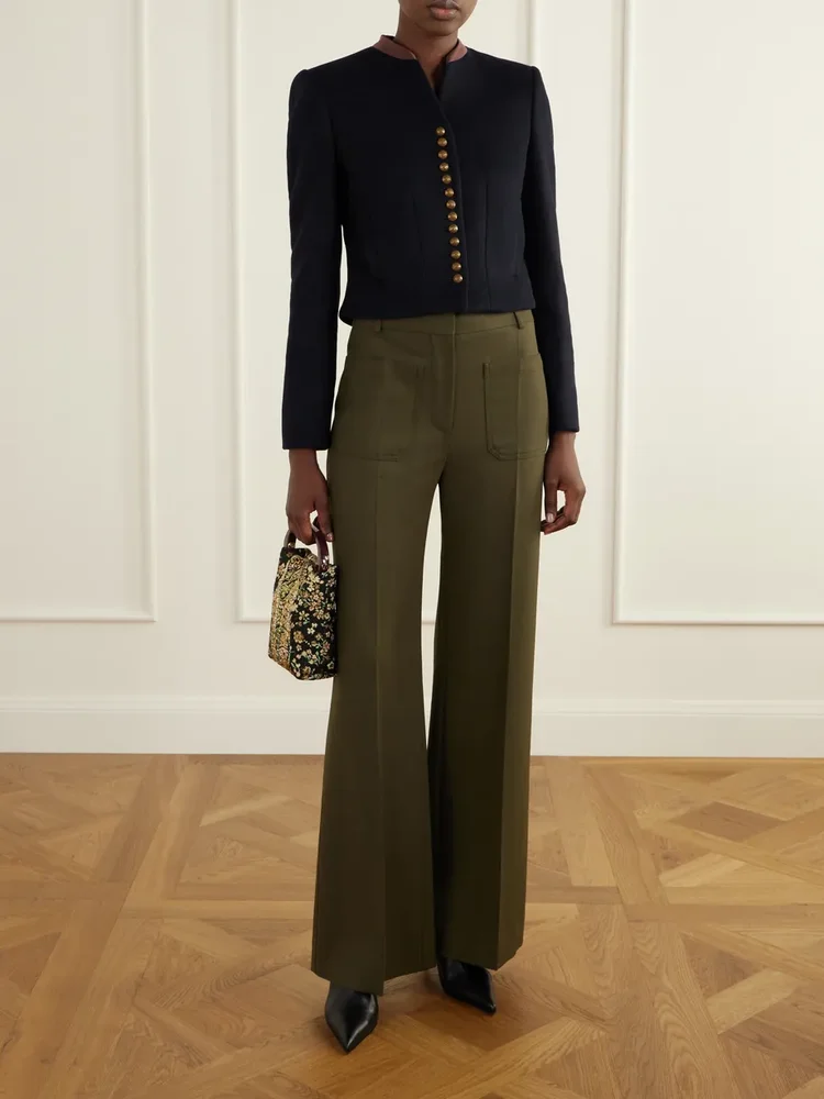 Satin-trimmed wool-blend jacket