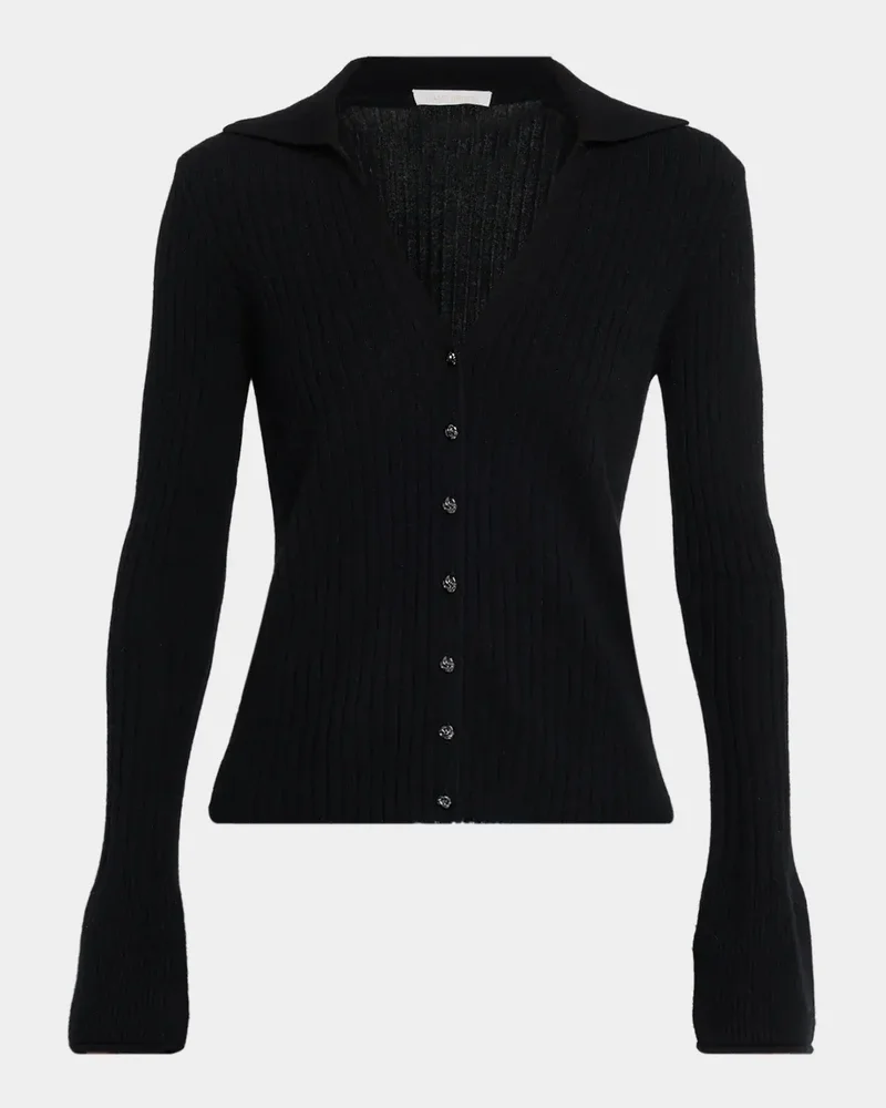 Cathy Rib-Knit Cashmere Cardigan