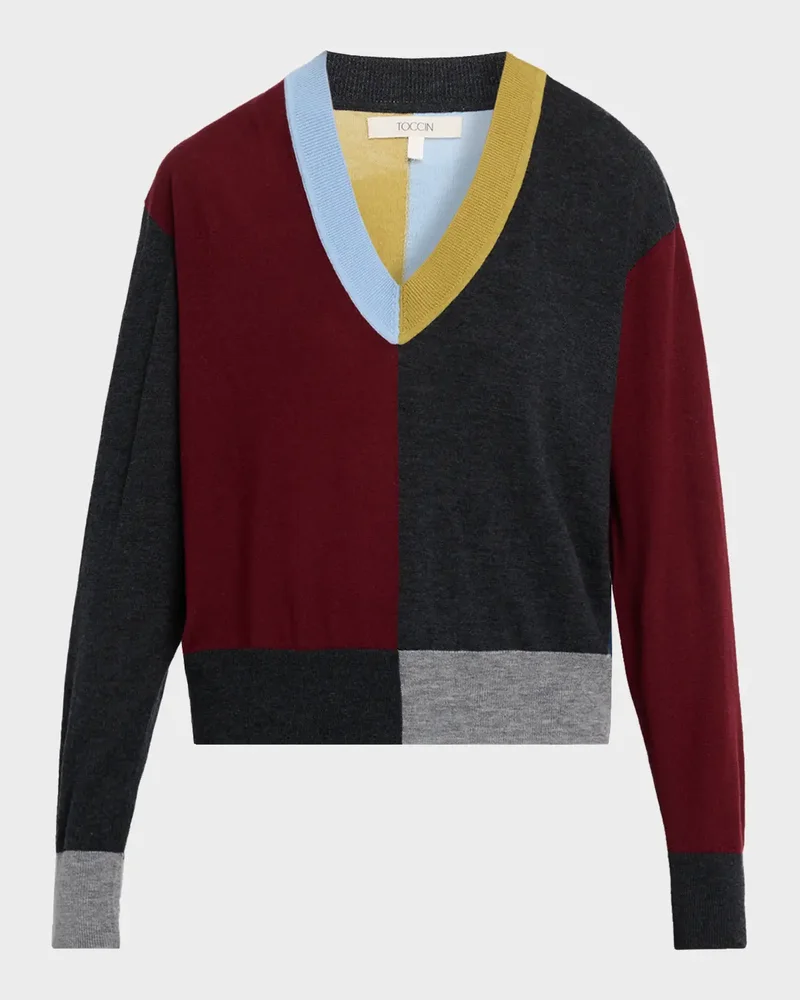 Sia Colorblock V-Neck Sweater