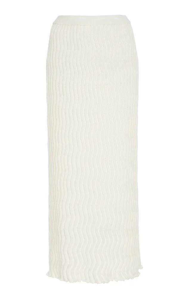 Ribbed Wool Midi Skirt