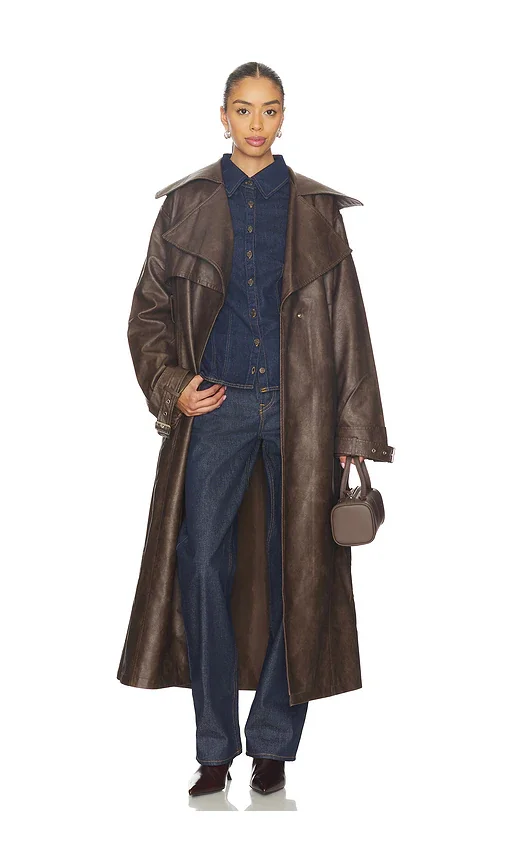 Astra Faux Leather Trench