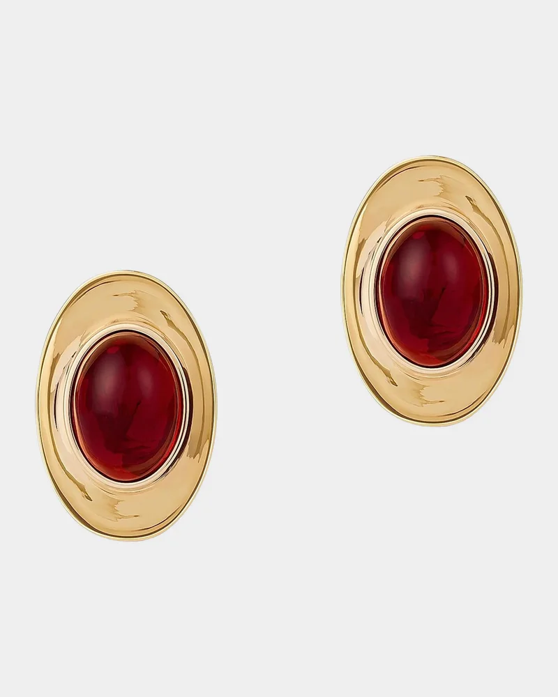 Sculpted Gem Earrings in Metal and Resin