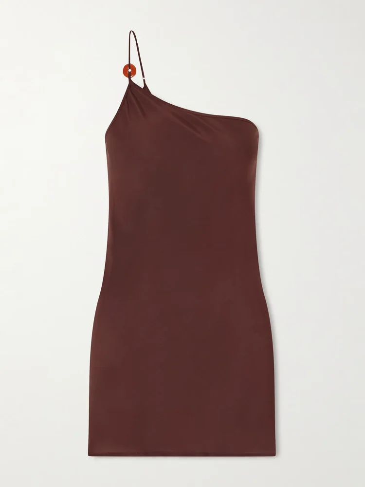 Embellished silk-crepe mini dress