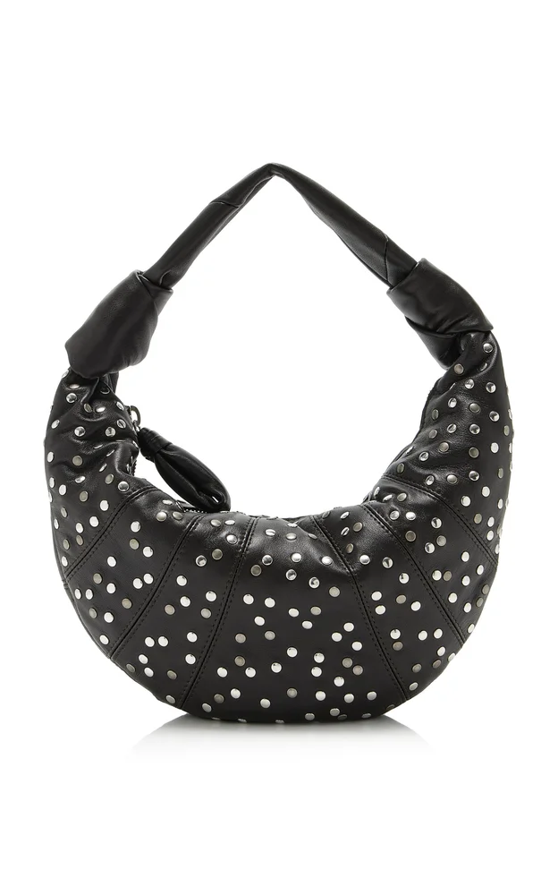 Mini Fortune Croissant Studded Leather Hobo Bag