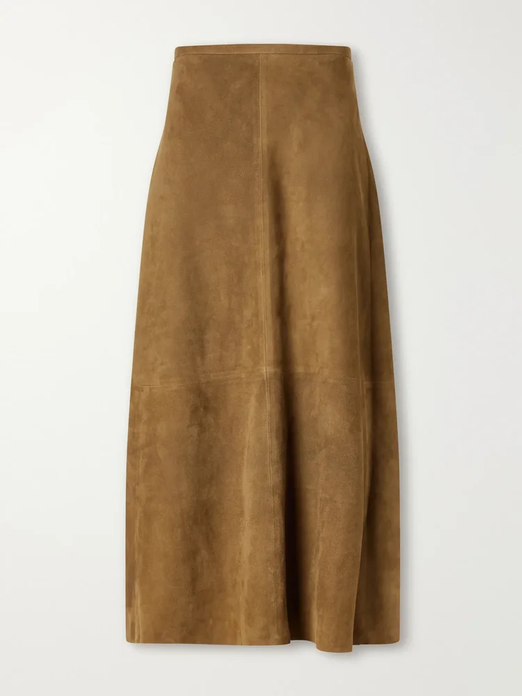 Helius paneled suede midi skirt
