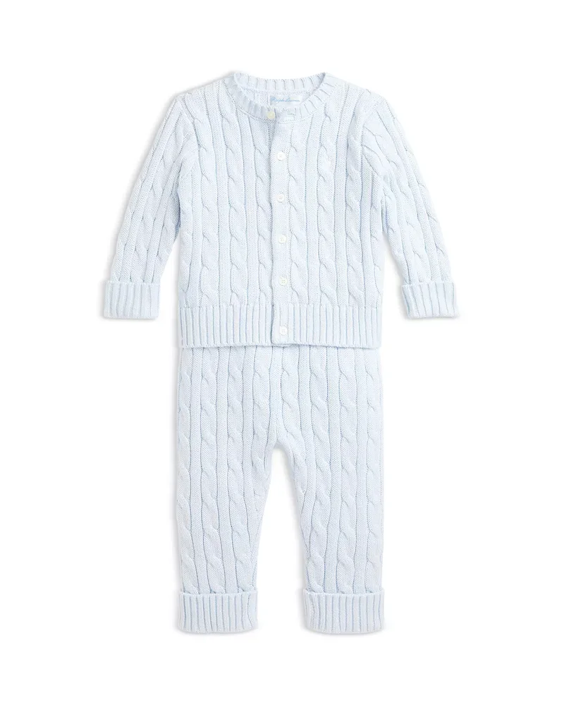 Cable Knit Cotton Cardigan & Pant Set