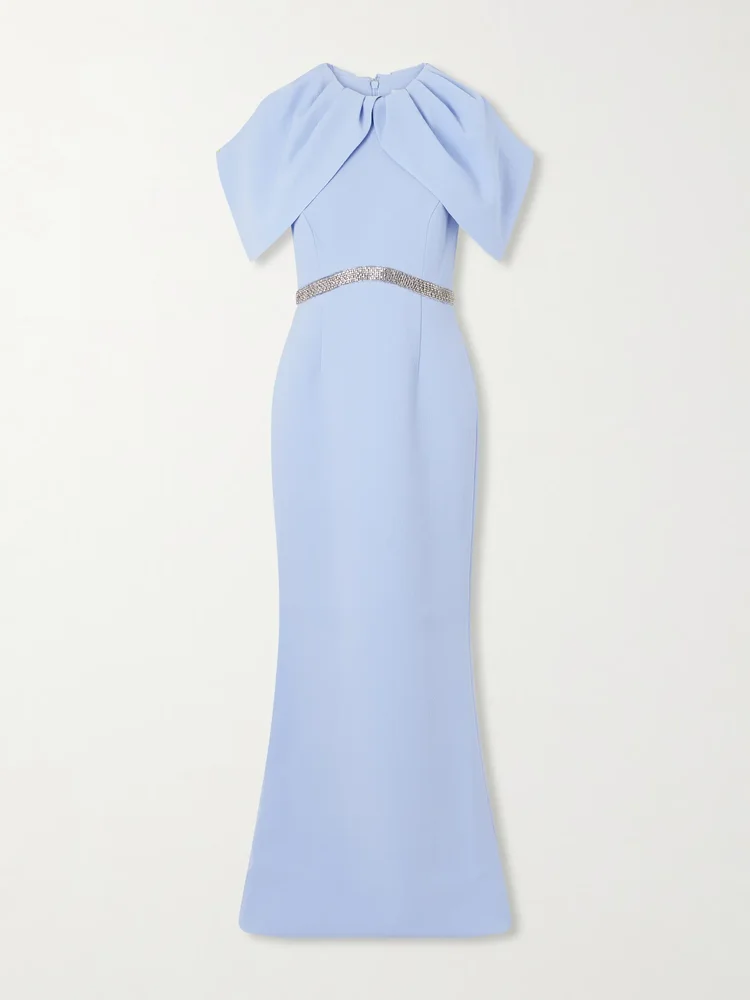 Aylin one-shoulder embellished cady maxi dress