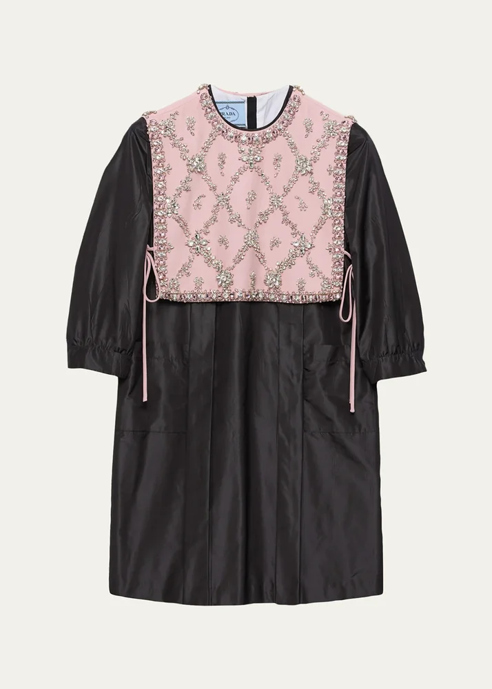 Crystal Bib Silk Taffeta Mini Dress