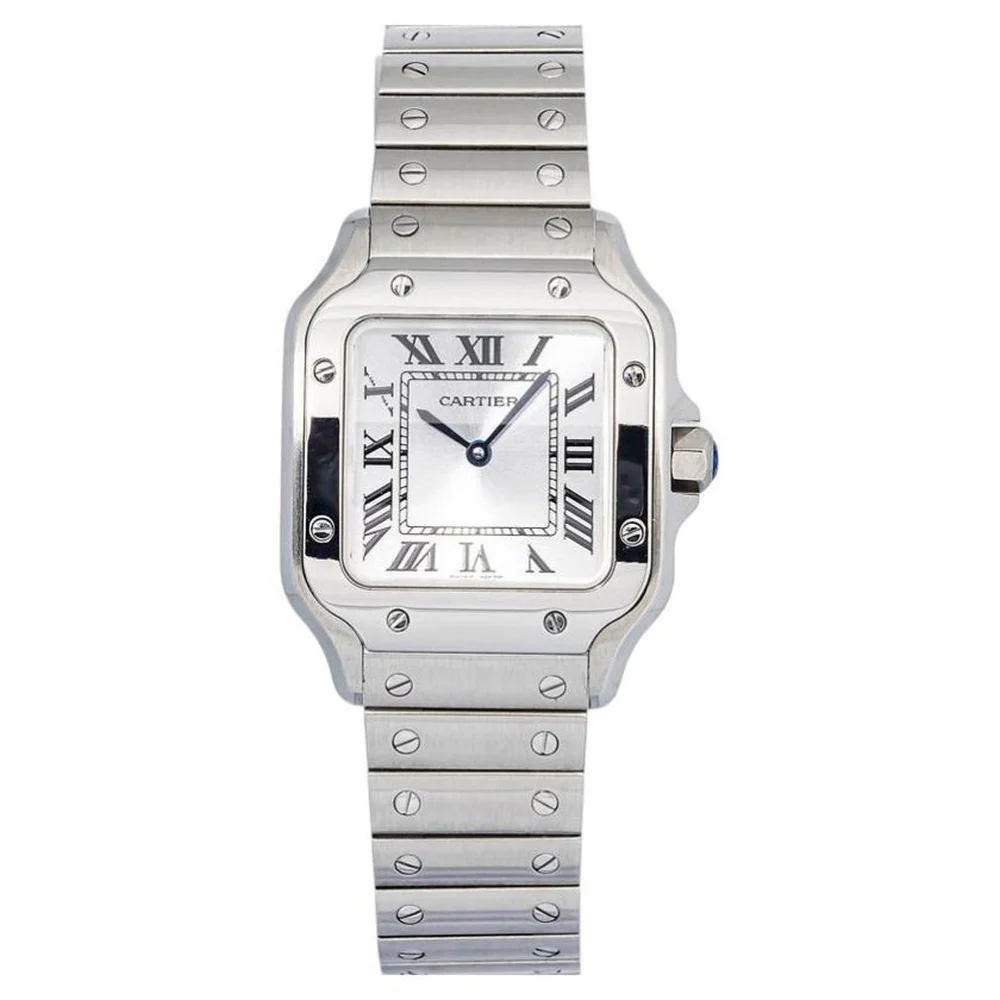 Pre-Owned Santos Quartz Watch Steel Silver Dial