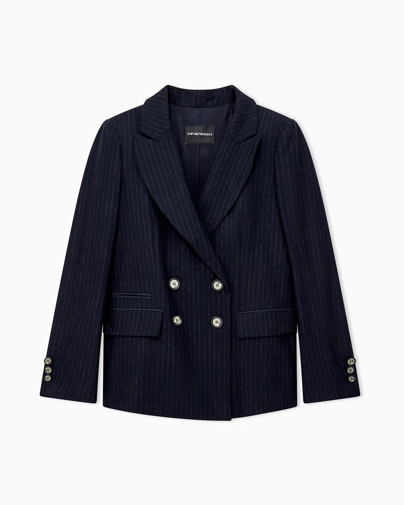 Double-breasted pinstripe wool-blend blazer Signature Capsule