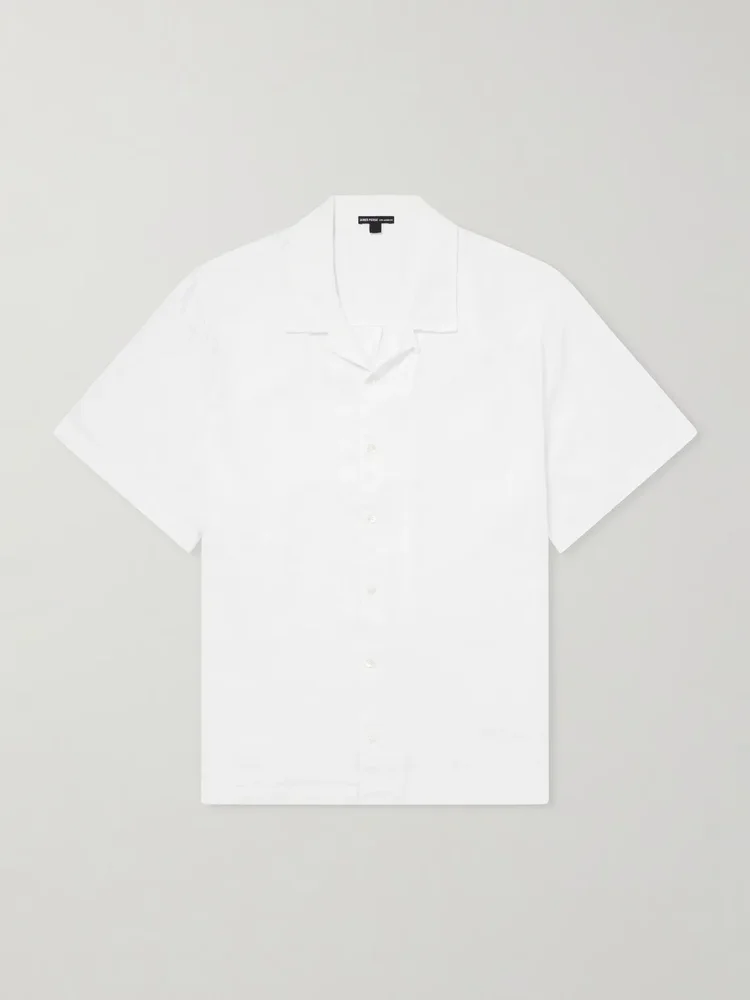 Convertible-Collar Linen Shirt