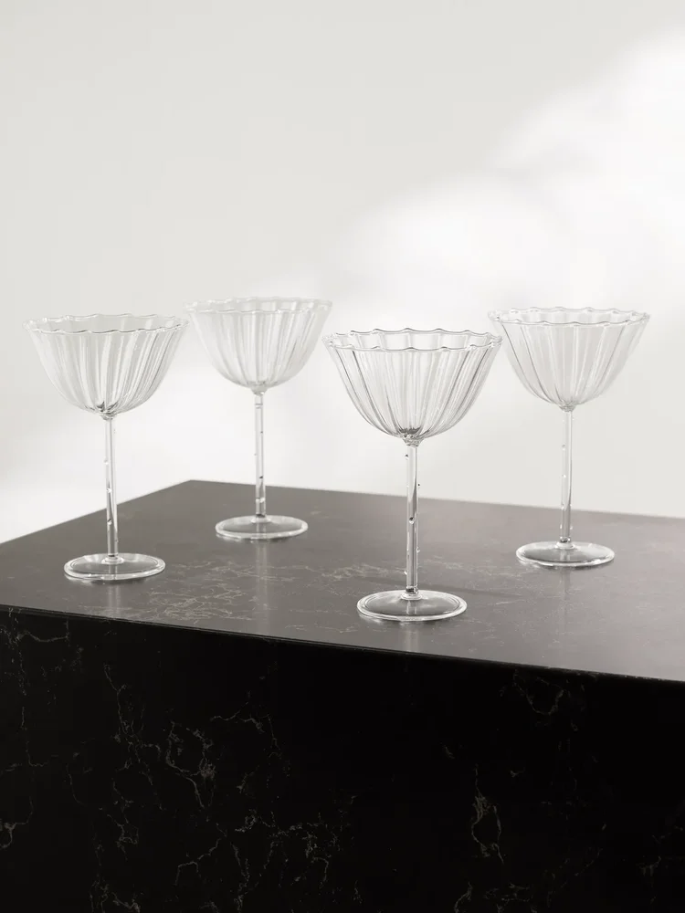 Cosmo set of four fluted glass champagne coupes