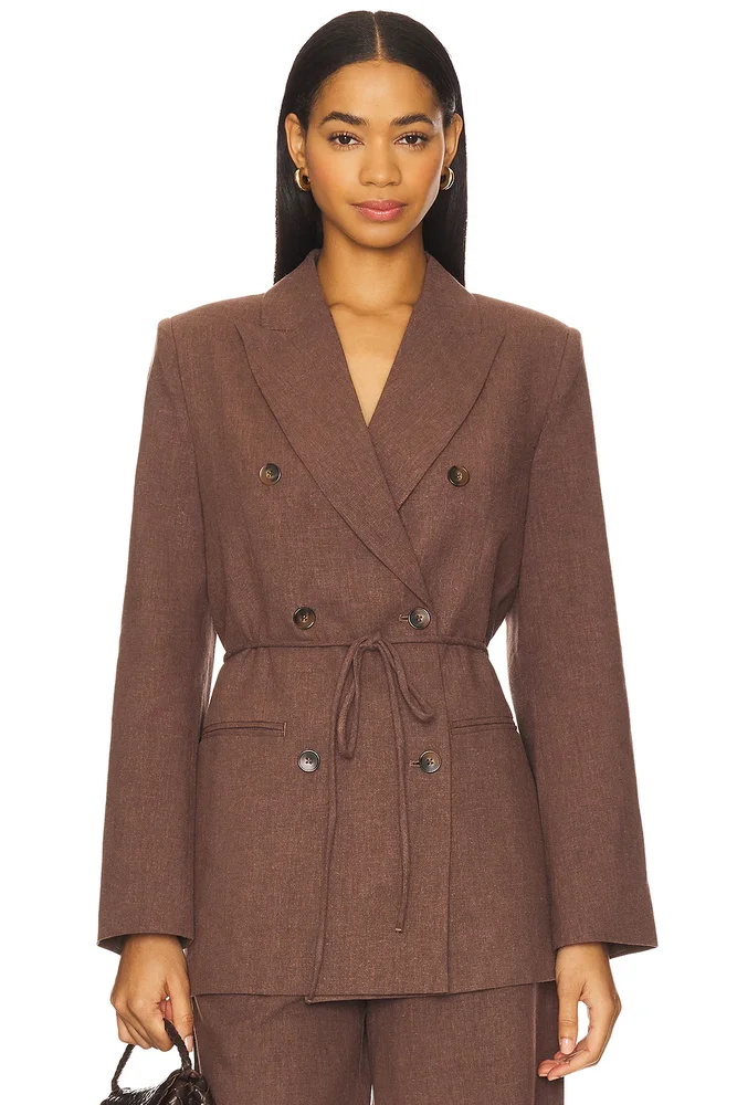 Dion Linen Blazer in Brown