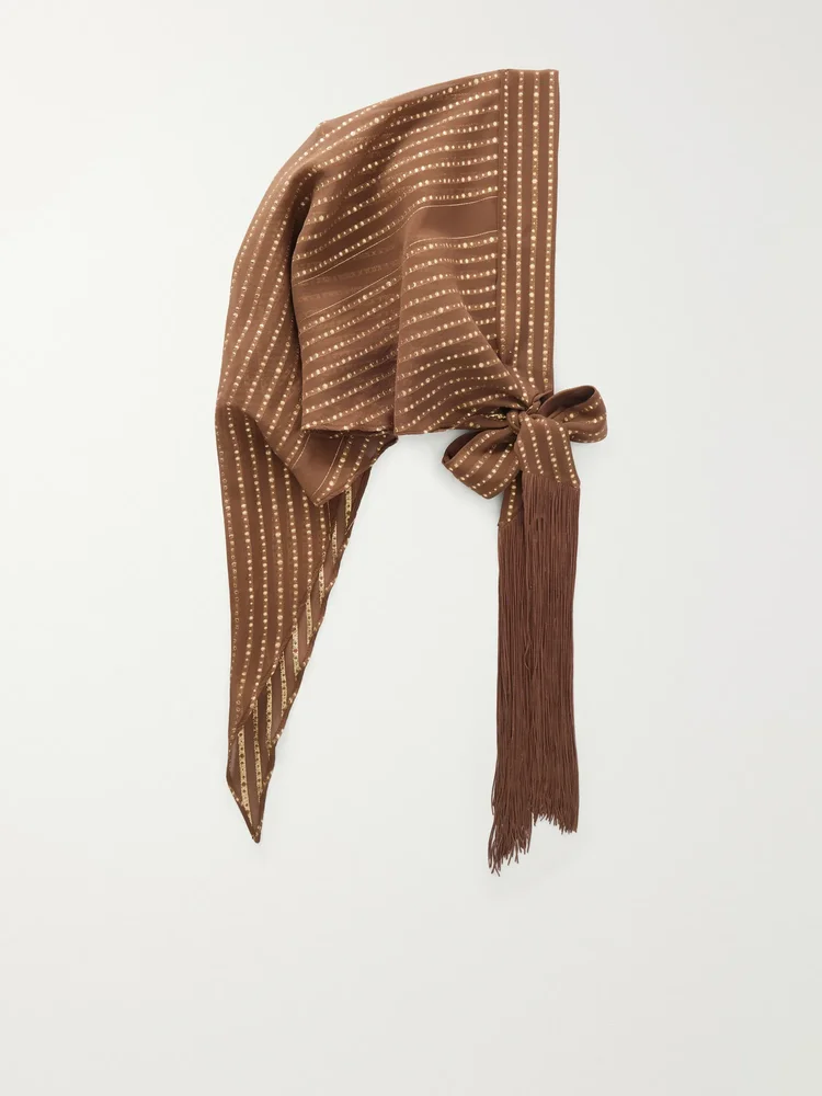 Casablanca fringed Lurex fil coupé silk-blend chiffon scarf