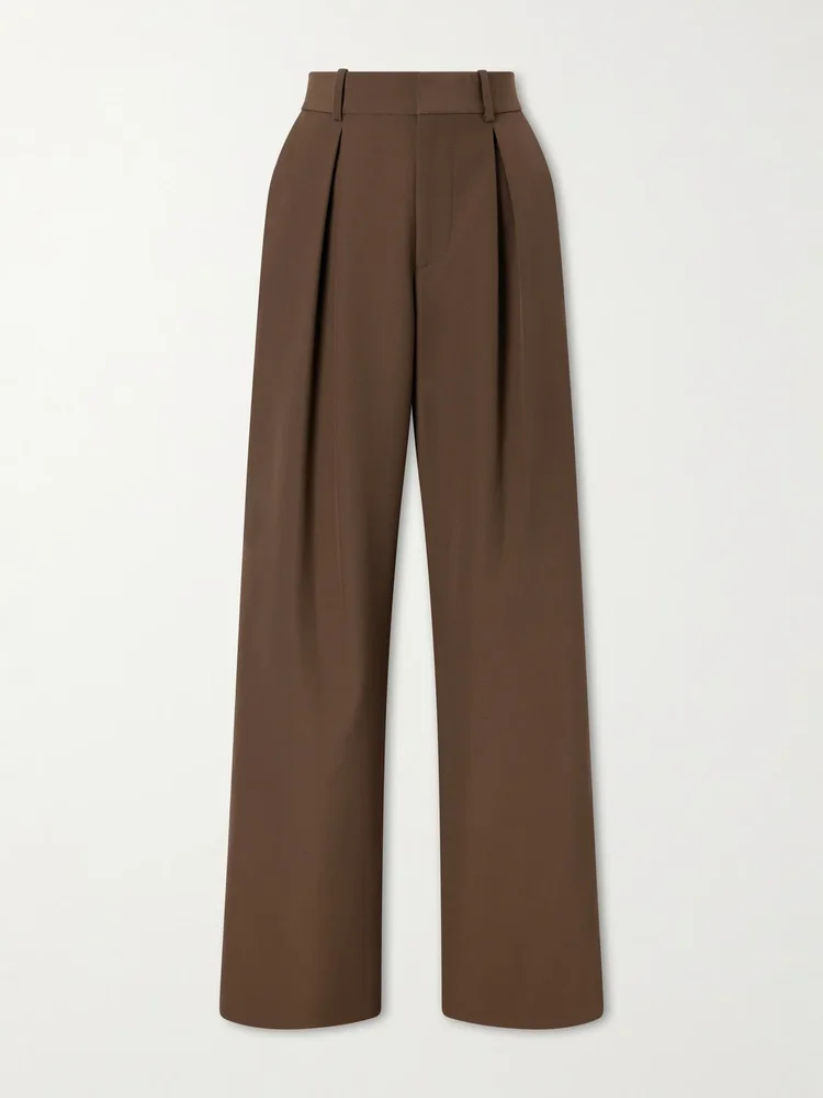 Pleated cady wide-leg pants